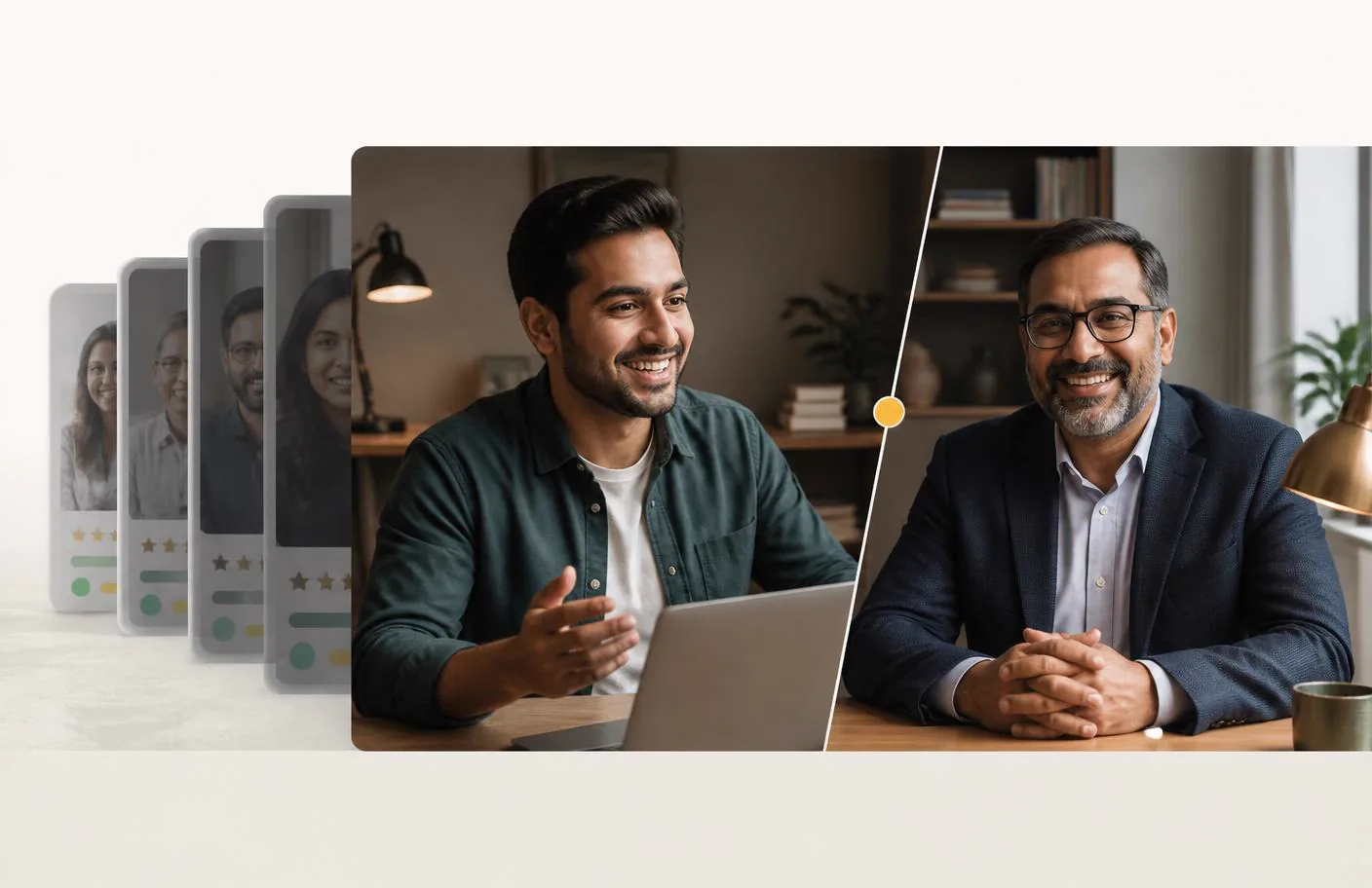 An Indian professional connects with a mentor selected after multiple profiles were evaluated